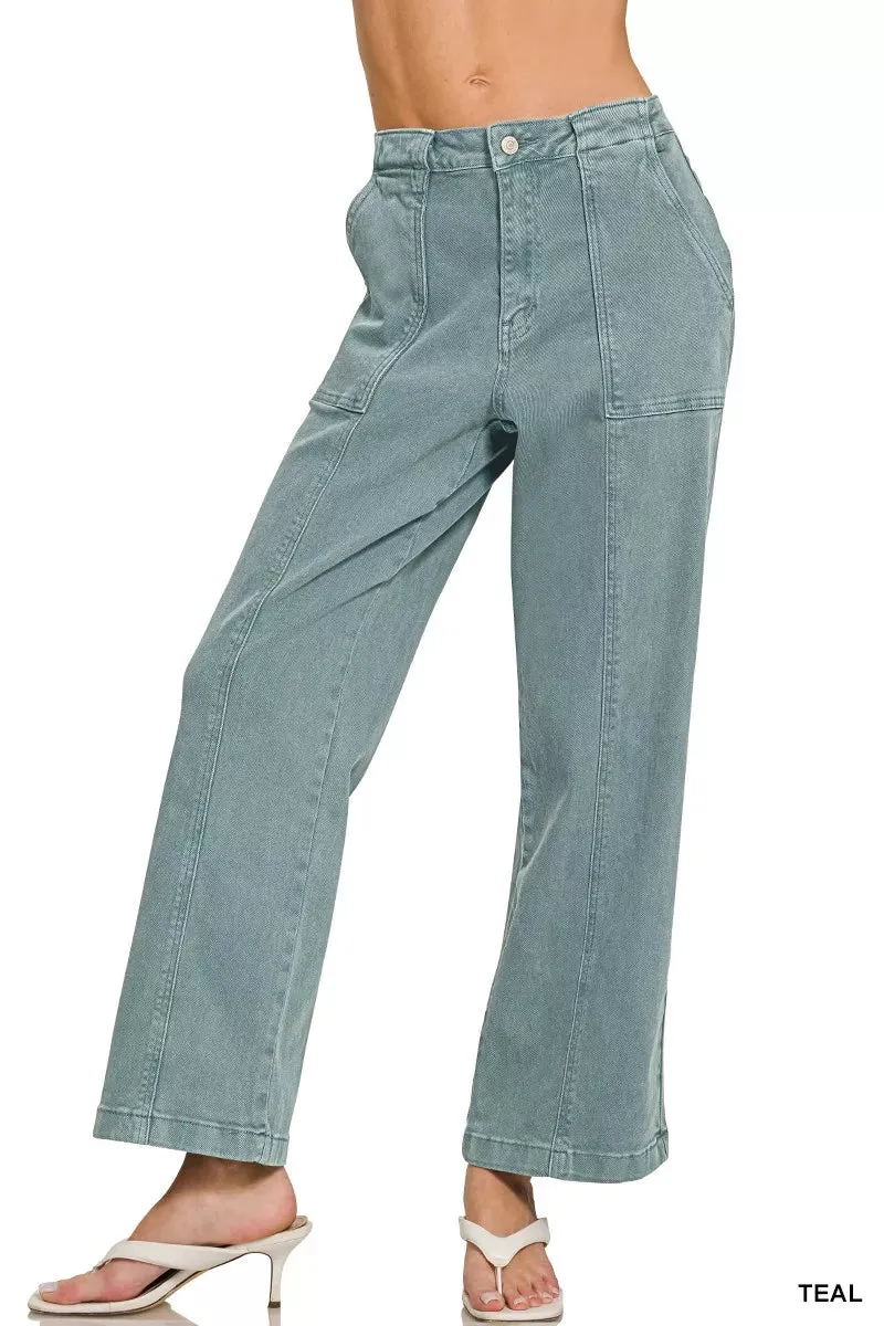 Zenana Straight Leg Utility Pocket Jeans sold by Charming Charlie