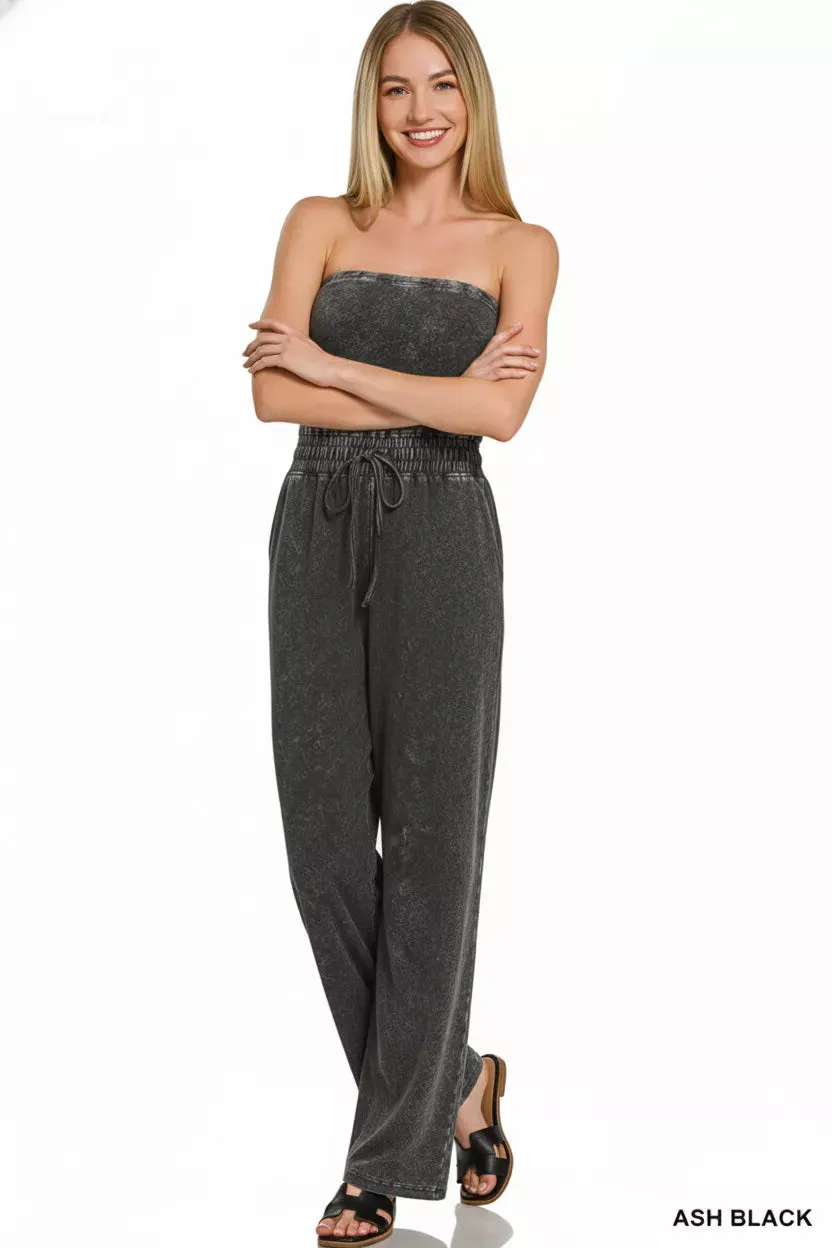 Zenana Acid Washed Strapless Tube Top Jumpsuit sold by Charming Charlie product image thumbnail 3