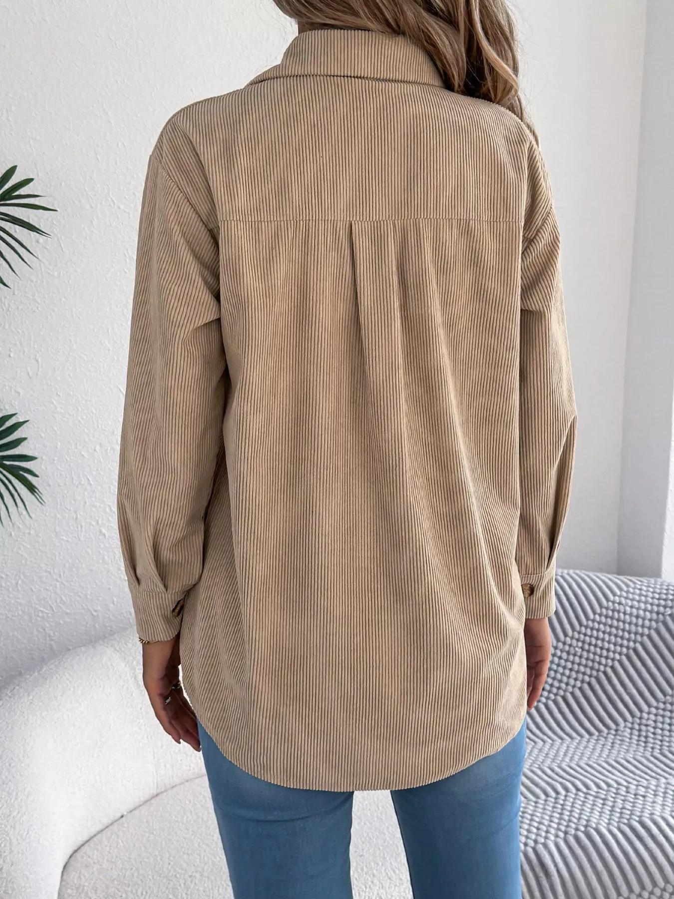 Casual Corduroy Button-Up Shacket sold by Charming Charlie product image thumbnail 5