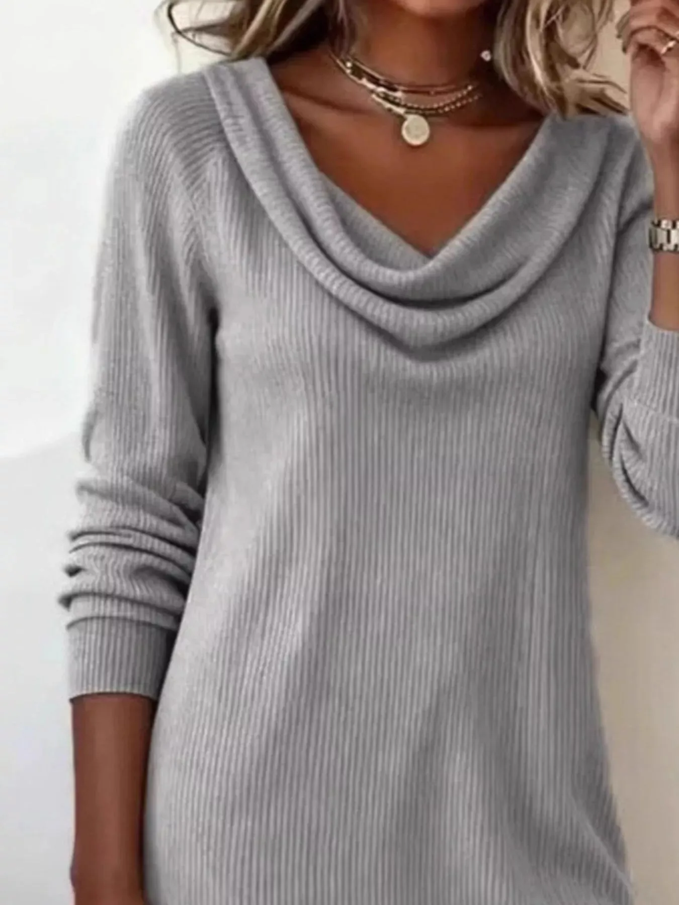 Casual Cowl Neck Ribbed Knit Mini Dress sold by Charming Charlie product image thumbnail 2