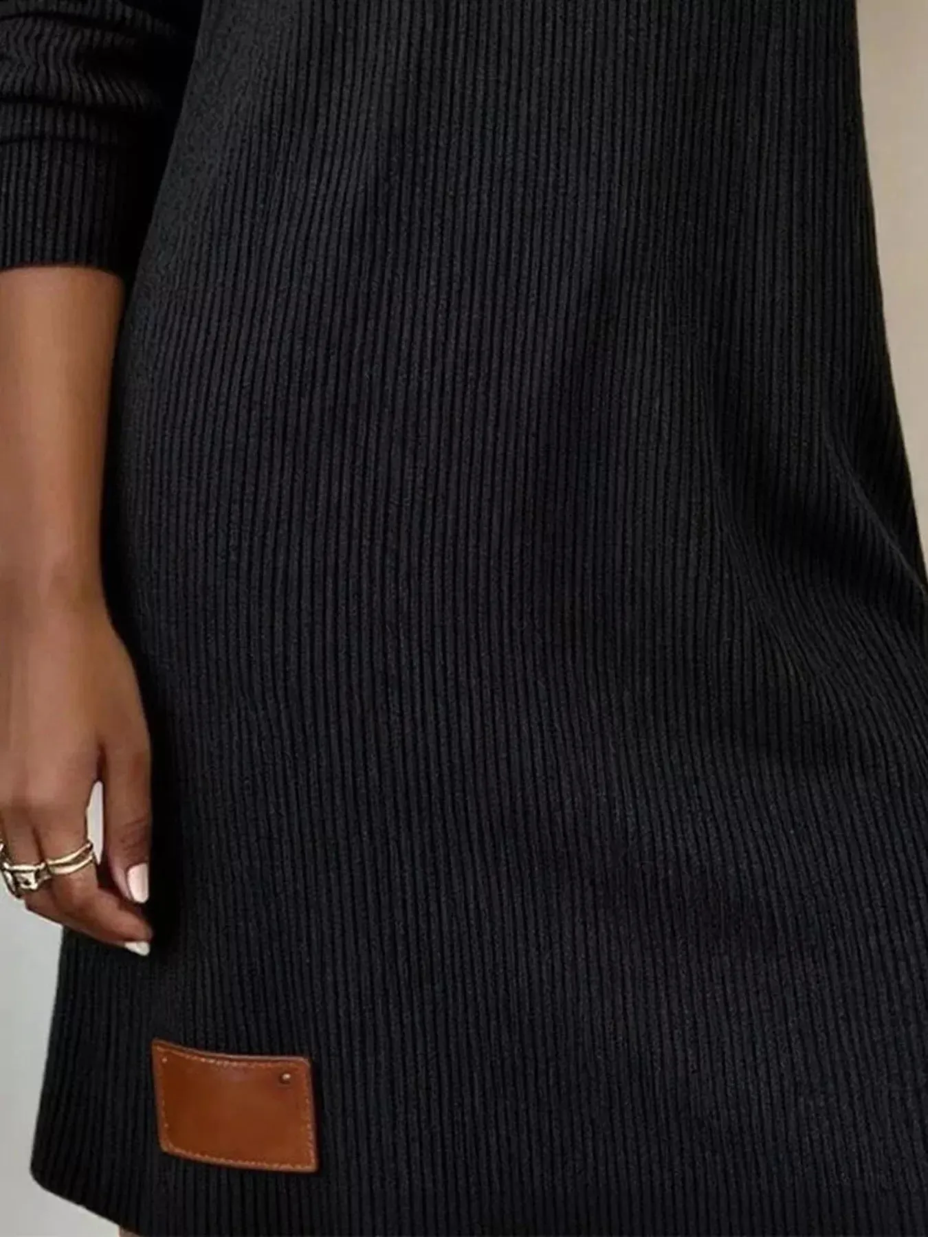 Casual Cowl Neck Ribbed Knit Mini Dress sold by Charming Charlie product image thumbnail 4