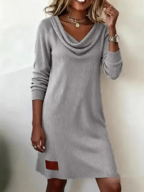 Casual Cowl Neck Ribbed Knit Mini Dress sold by Charming Charlie
