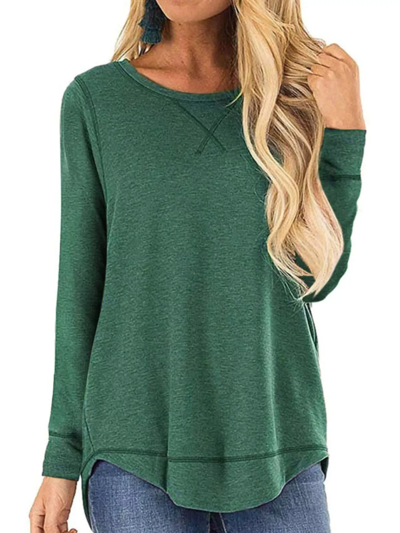 Casual Round Neck Long Sleeve T-Shirt sold by Charming Charlie product image thumbnail 4
