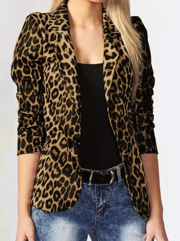 Leopard Print One Button Blazer sold by Charming Charlie
