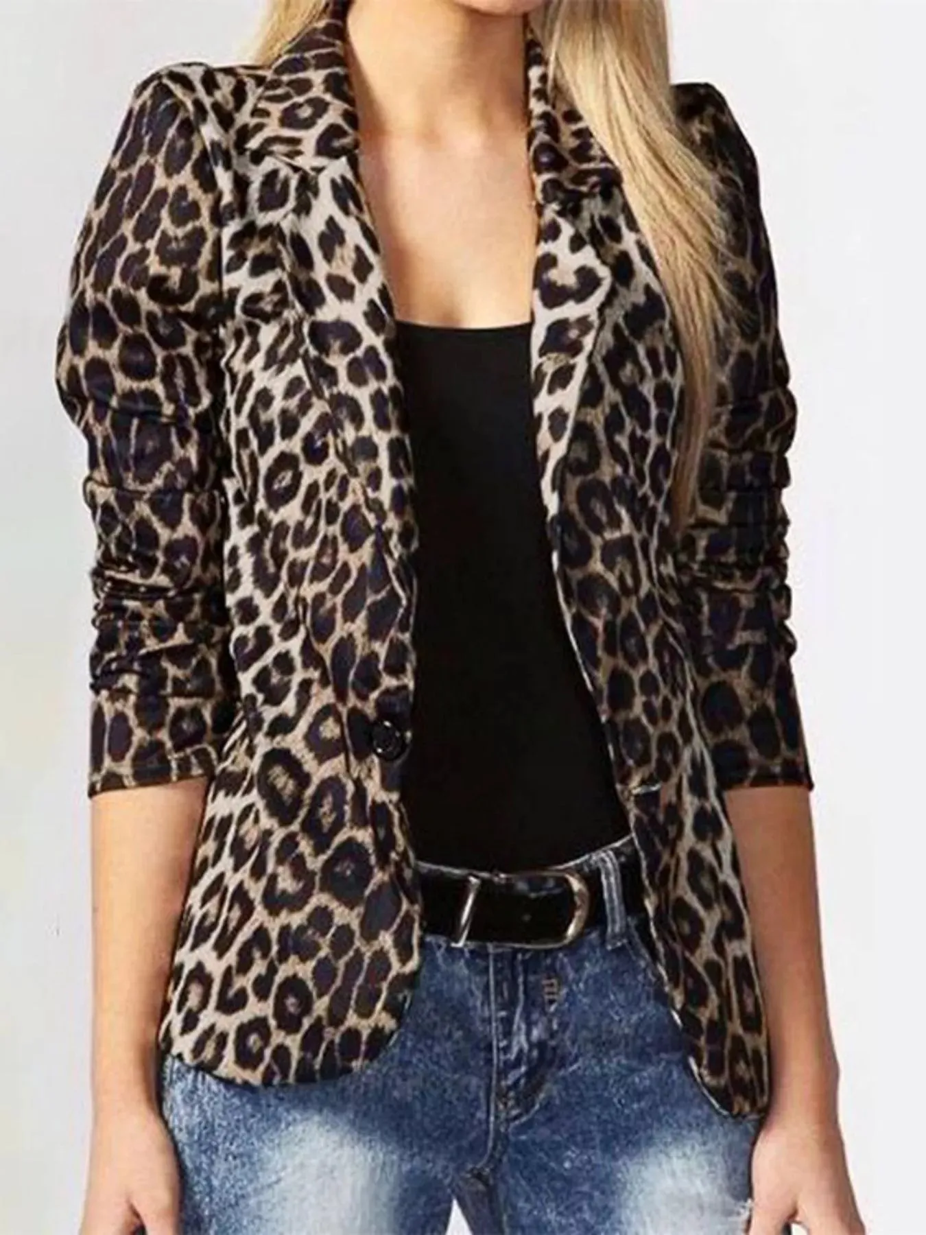 Leopard Print One Button Blazer sold by Charming Charlie product image thumbnail 5