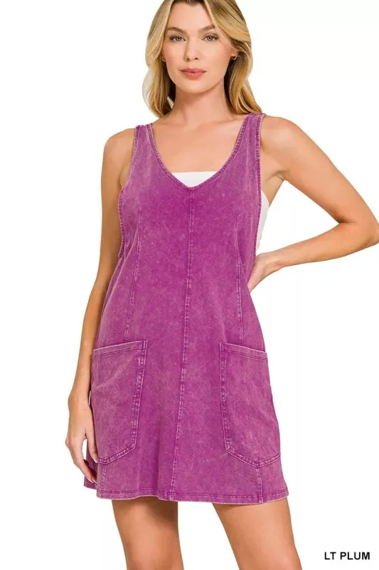 Zenana Acid Washed Overall Knit Mini Dress sold by Charming Charlie