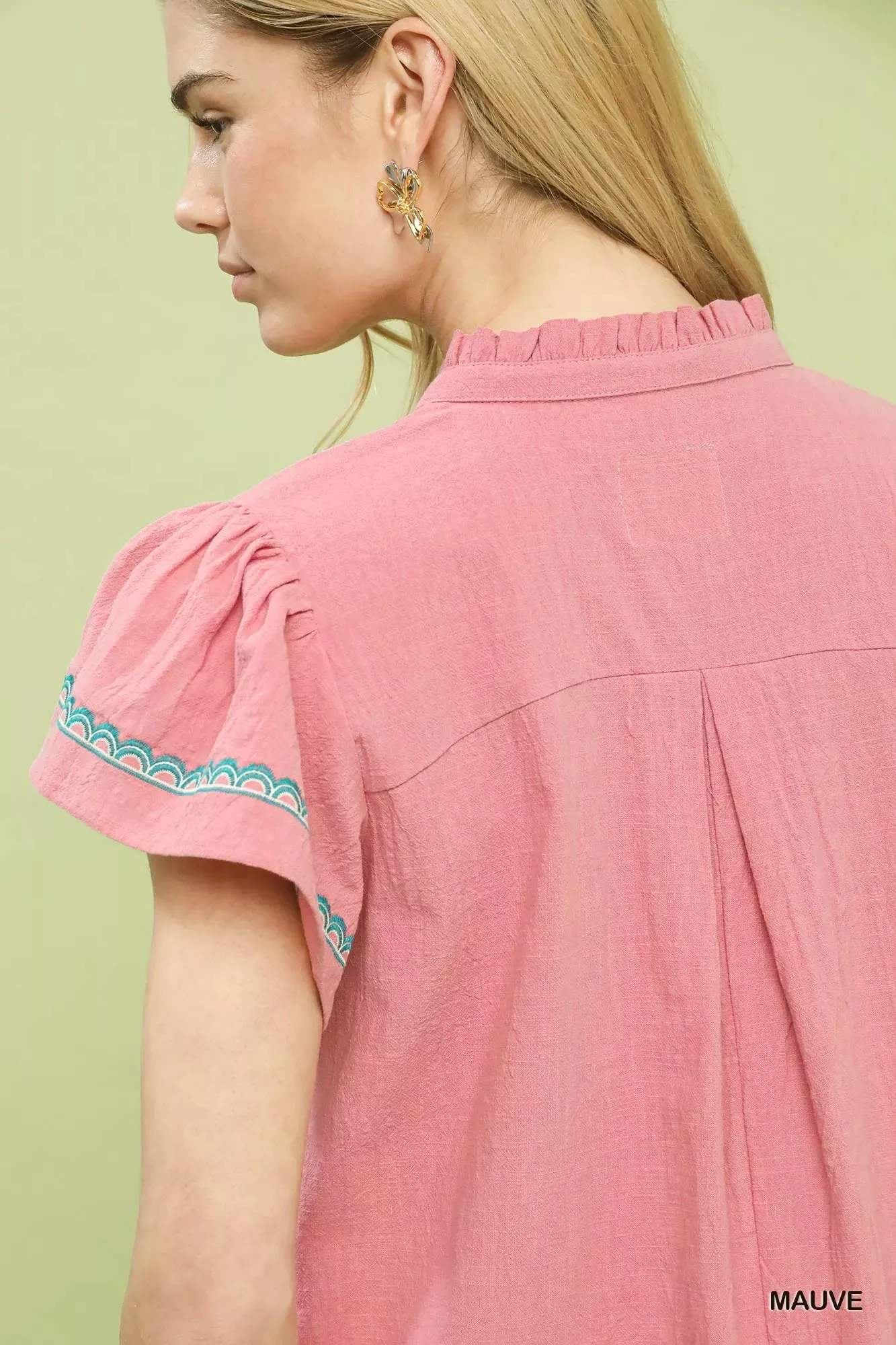 Umgee Embroidered Flutter Sleeve Blouse sold by Charming Charlie product image thumbnail 5