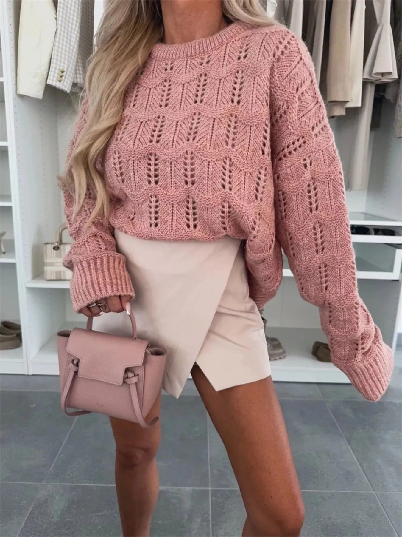 Openwork Round Neck Sweater sold by Charming Charlie product image thumbnail 4