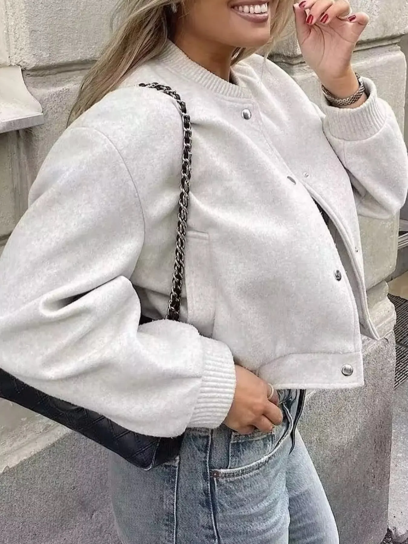 Snap Down Cropped Jacket sold by Charming Charlie