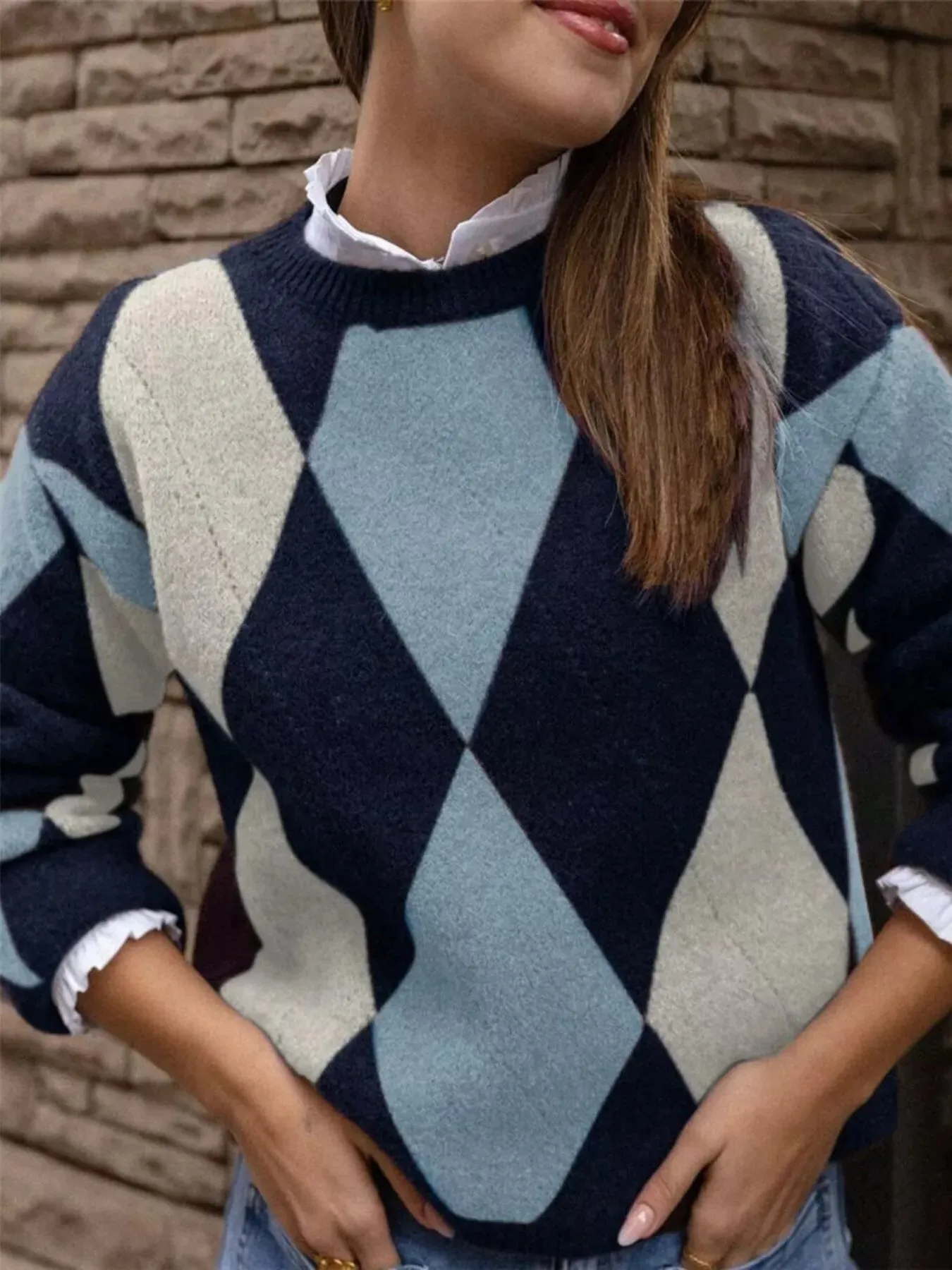 Vintage Argyle Round Neck Sweater sold by Charming Charlie product image thumbnail 5