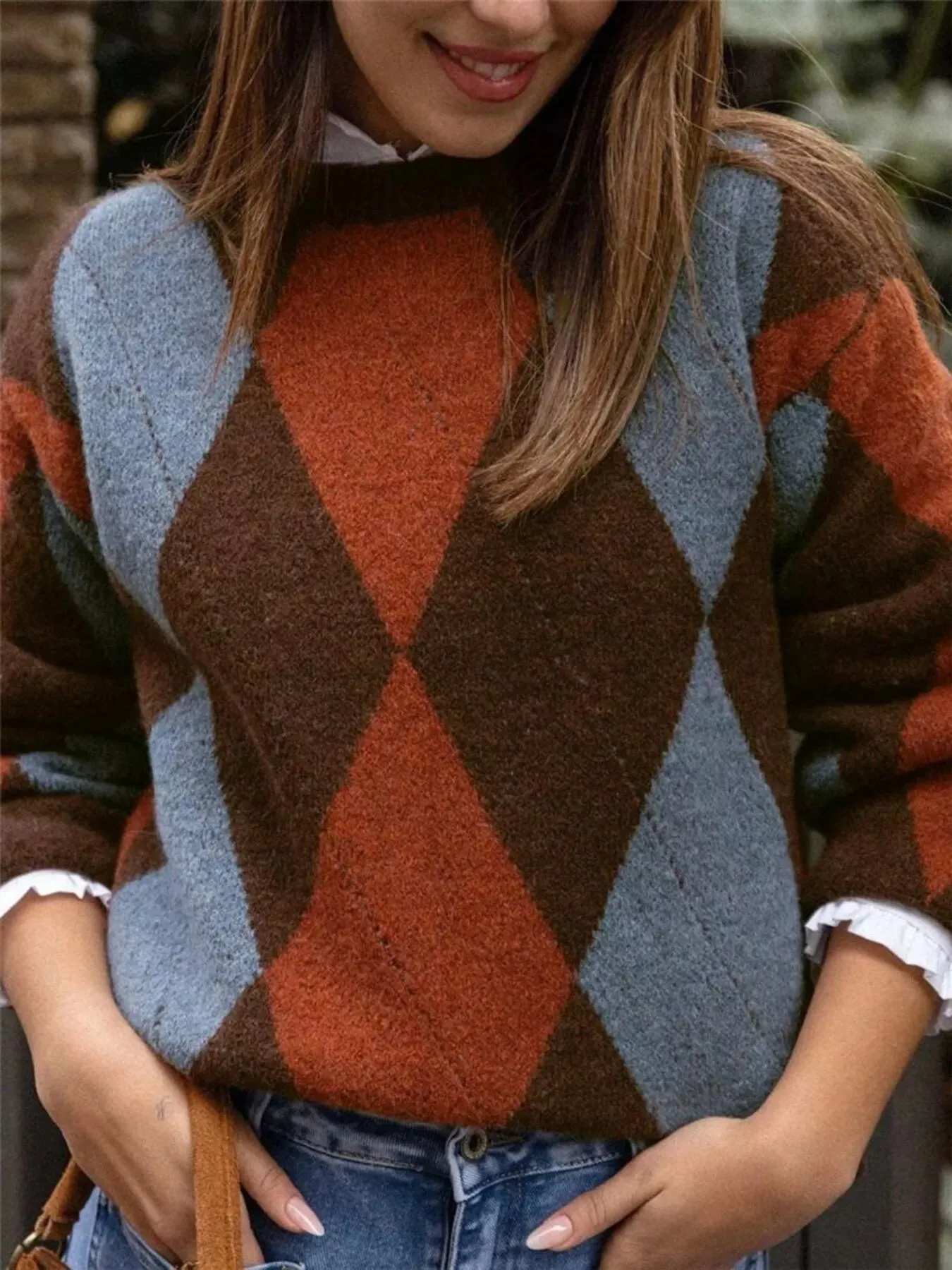 Vintage Argyle Round Neck Sweater sold by Charming Charlie product image thumbnail 2