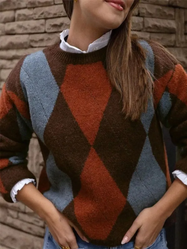 Vintage Argyle Round Neck Sweater sold by Charming Charlie