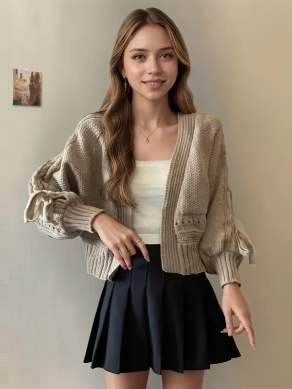 Chunky Knit Long Sleeve Tie Cardigan sold by Charming Charlie