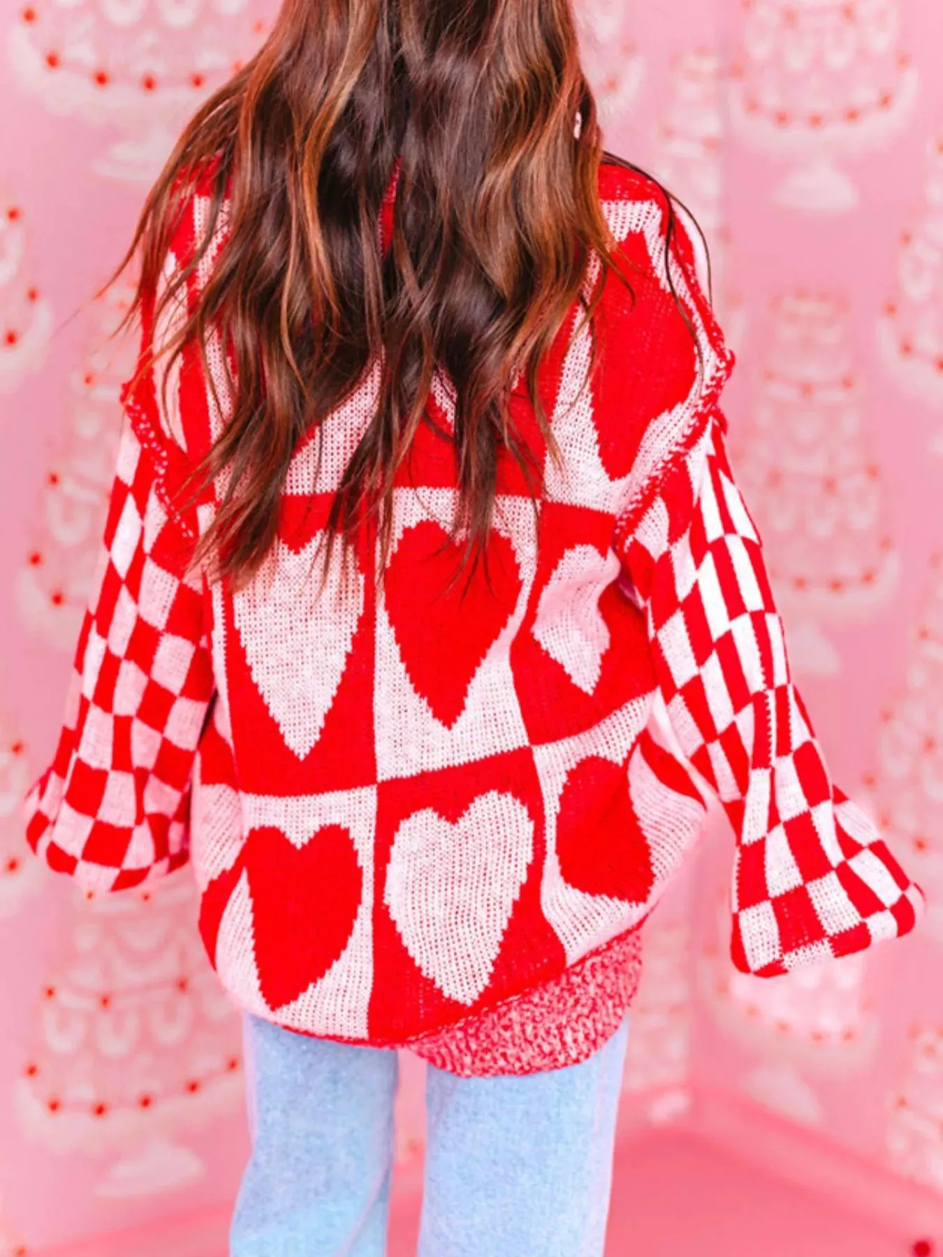 Heart Pattern Checkerboard Knit Sweater sold by Charming Charlie product image thumbnail 5