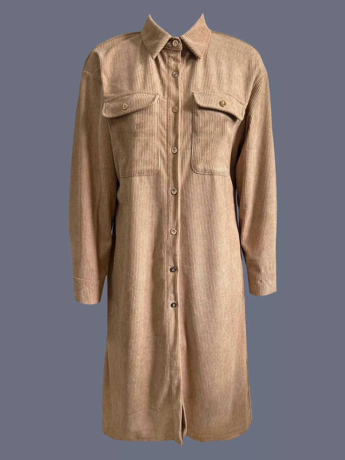 Corduroy Button Front Shirt Dress sold by Charming Charlie product image thumbnail 4