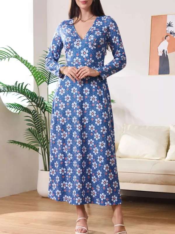 Floral Print V-Neck Long Sleeve Midi Dress sold by Charming Charlie