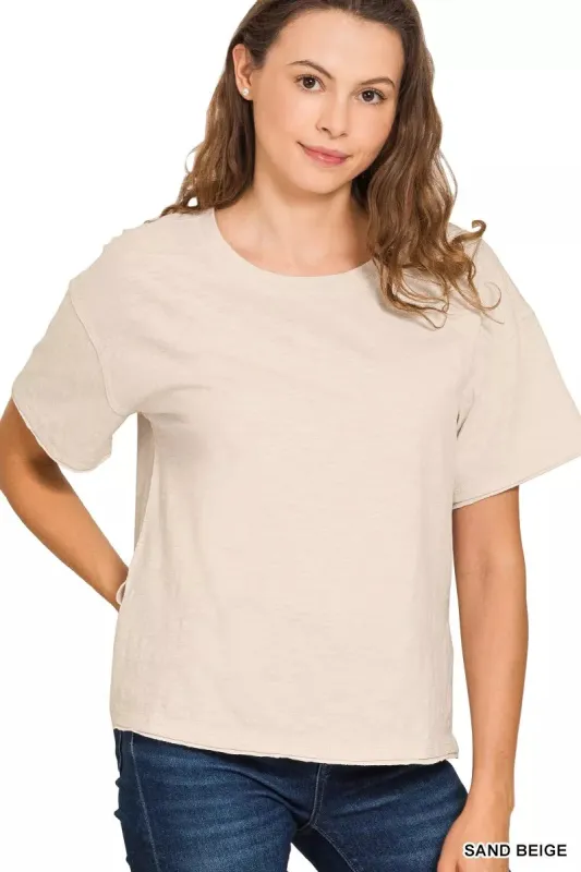 Zenana Cotton Slub Short Sleeve Tee sold by Charming Charlie