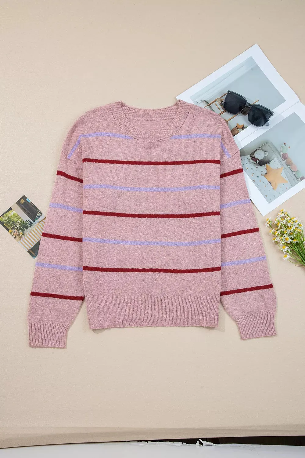 Striped Drop Shoulder Long Sleeve Sweater sold by Charming Charlie product image thumbnail 3