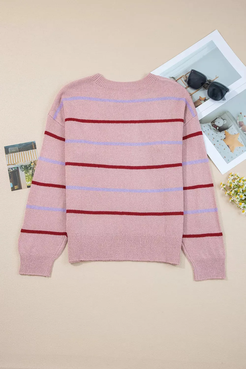 Striped Drop Shoulder Long Sleeve Sweater sold by Charming Charlie product image thumbnail 4