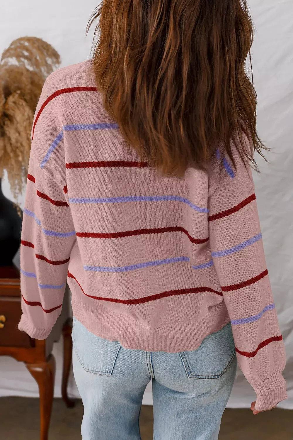 Striped Drop Shoulder Long Sleeve Sweater sold by Charming Charlie product image thumbnail 2