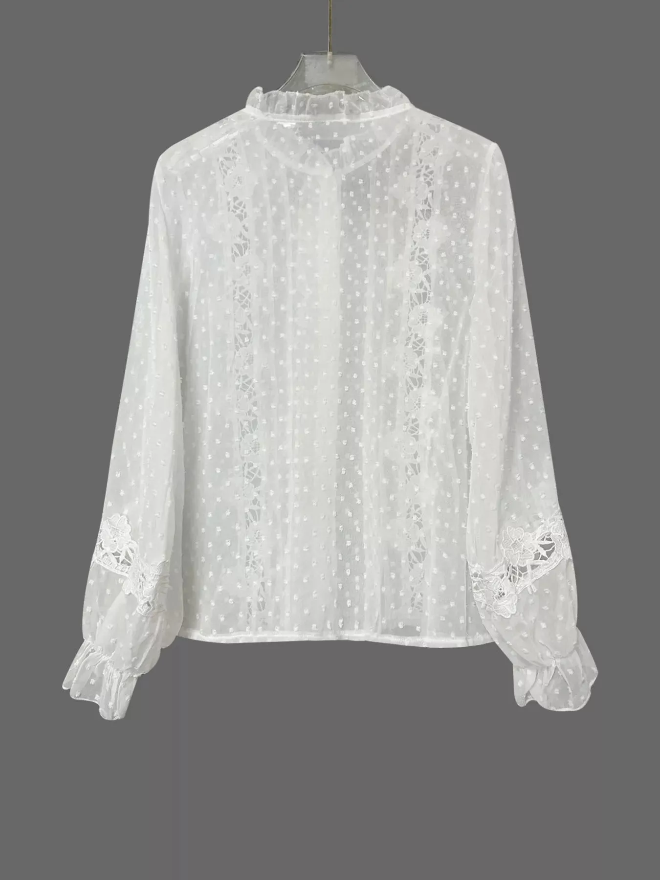 Lace Trimmed Swiss Dot Shirt sold by Charming Charlie product image thumbnail 4
