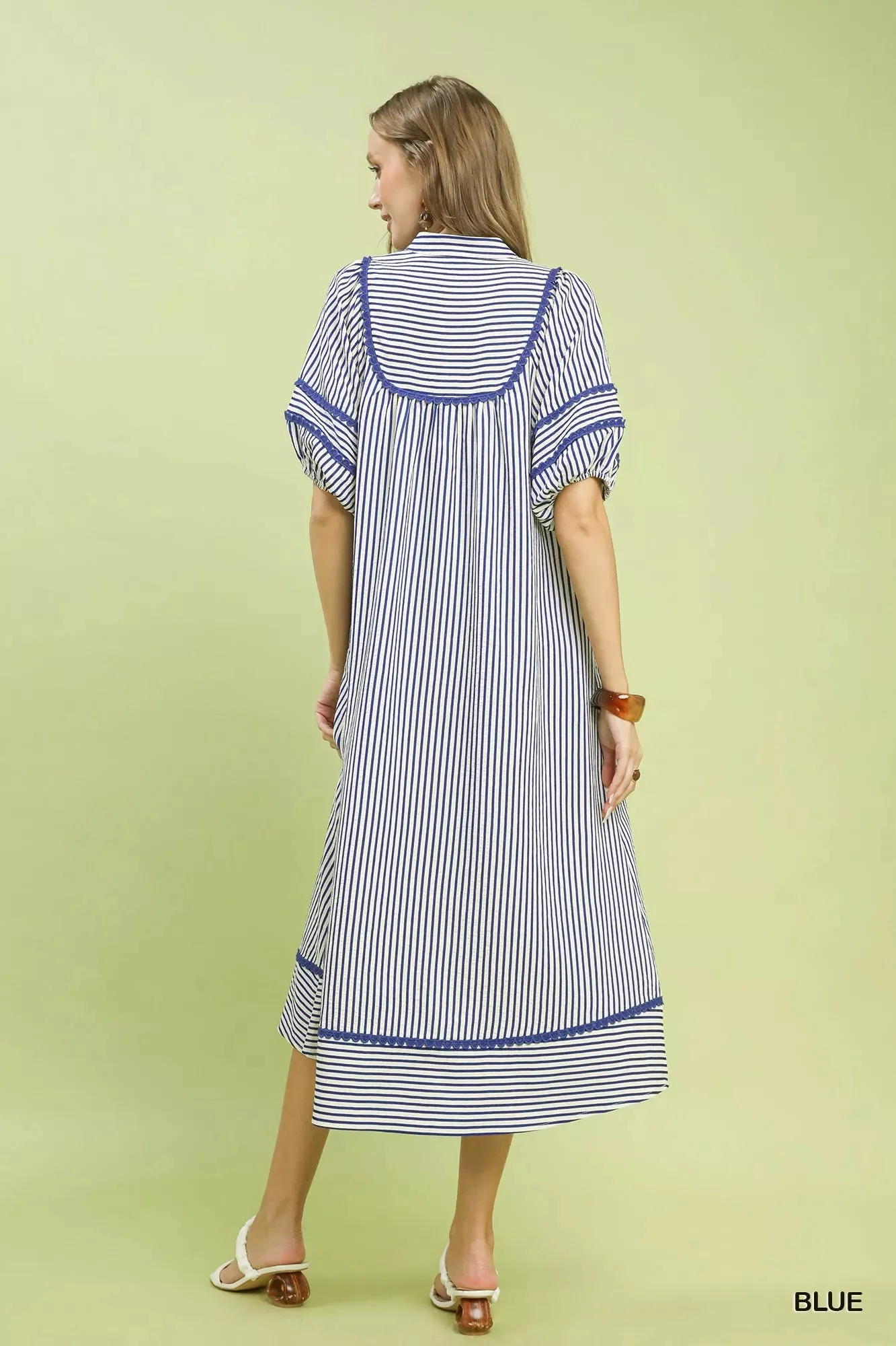 Umgee Striped Puff Sleeve Midi Dress sold by Charming Charlie product image thumbnail 4