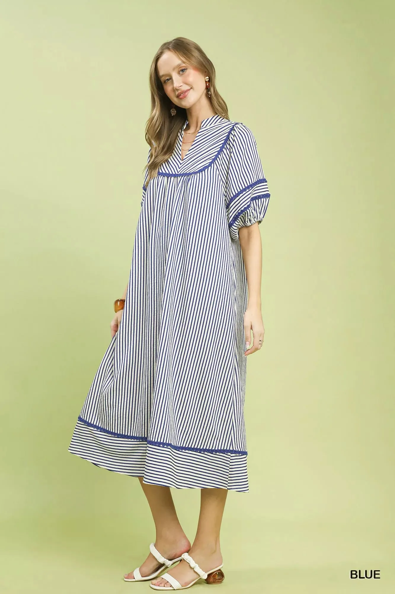 Umgee Striped Puff Sleeve Midi Dress sold by Charming Charlie product image thumbnail 3