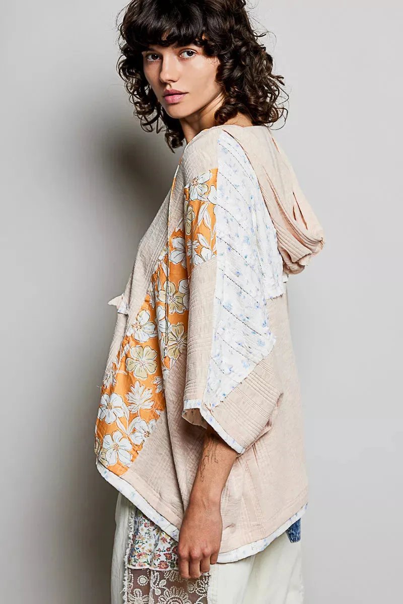 POL Floral Star Patch Hooded Blouse with Lace Contrast Detail sold by Charming Charlie product image thumbnail 3