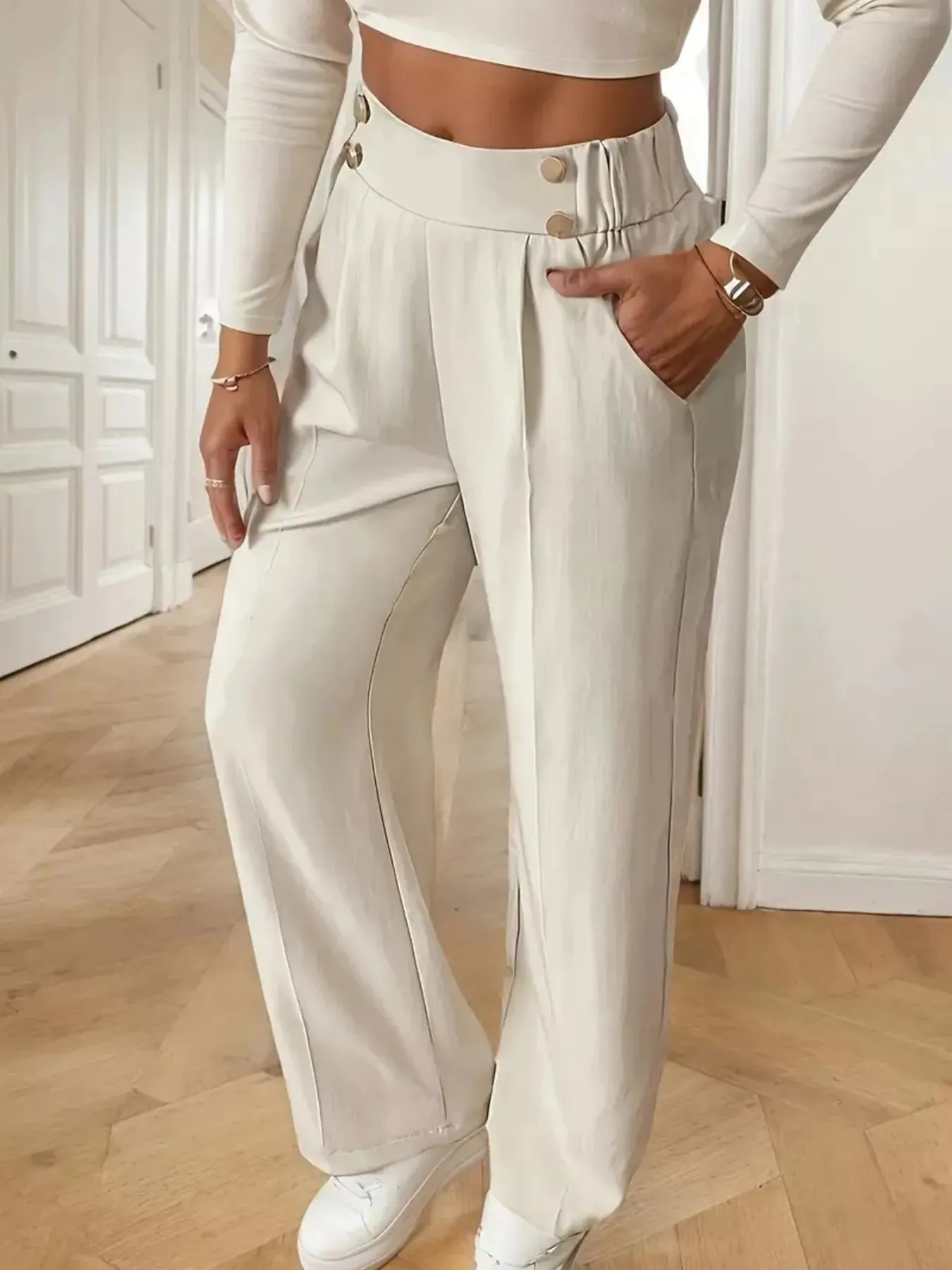 Full Size High-Waisted Wide-Leg Pants Plus Size sold by Charming Charlie product image thumbnail 3