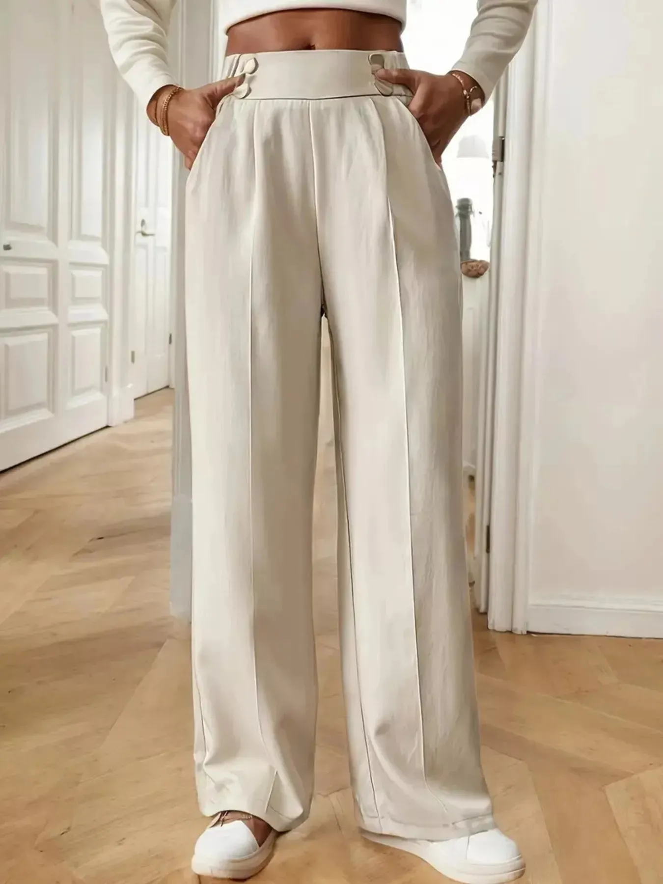 Full Size High-Waisted Wide-Leg Pants Plus Size sold by Charming Charlie