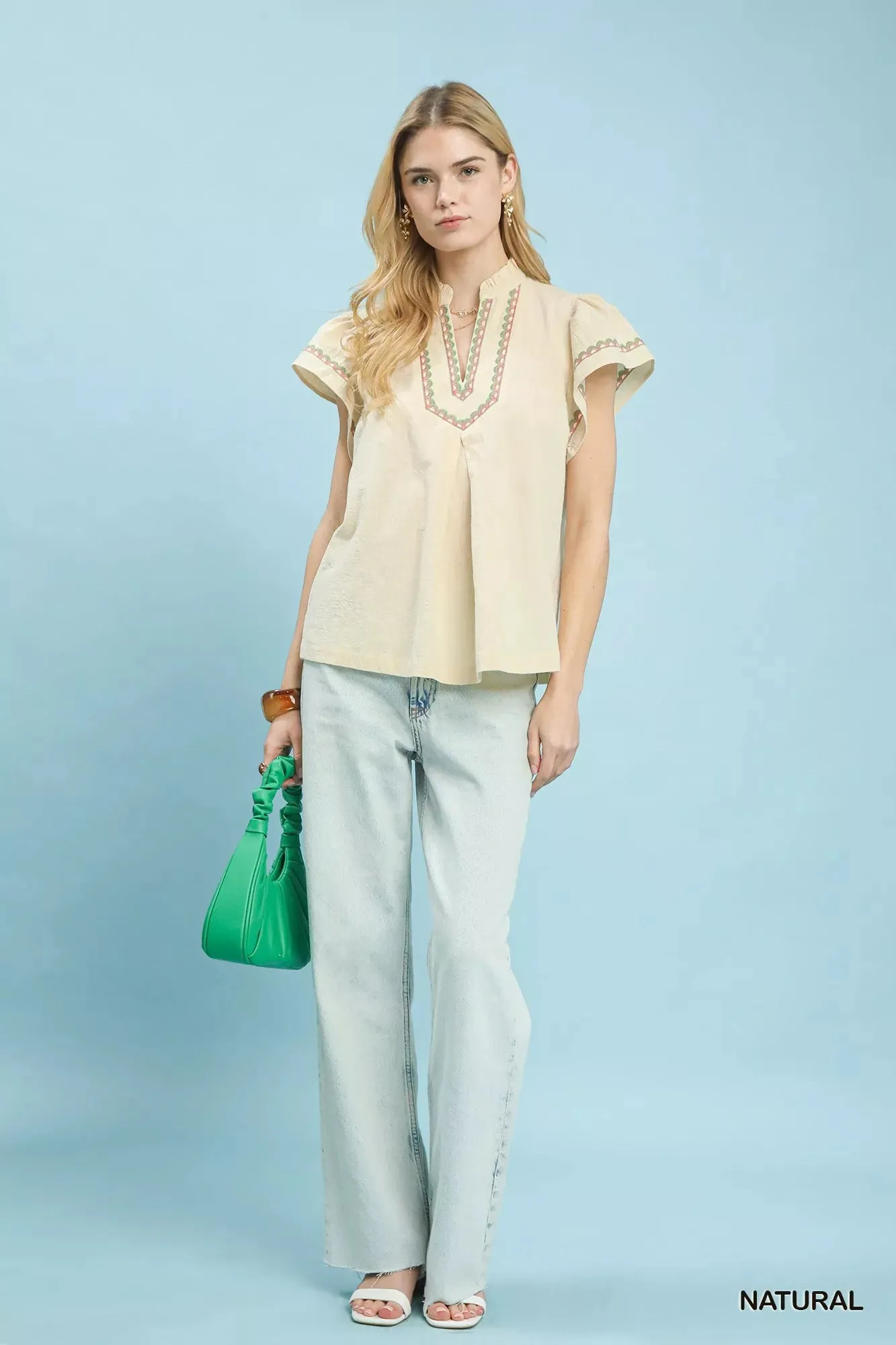 Umgee Embroidered Flutter Sleeve Blouse sold by Charming Charlie product image thumbnail 5