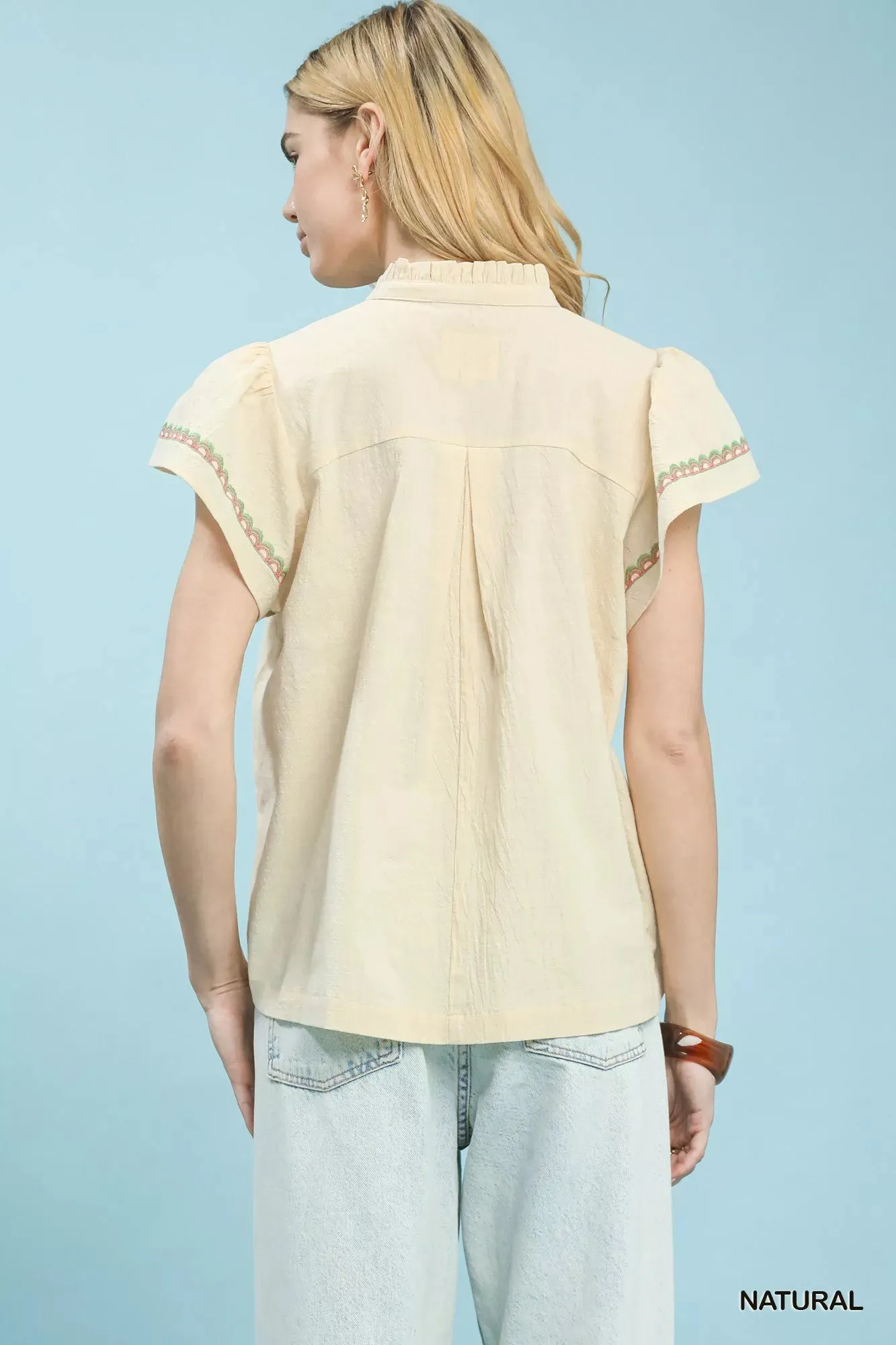 Umgee Embroidered Flutter Sleeve Blouse sold by Charming Charlie product image thumbnail 3