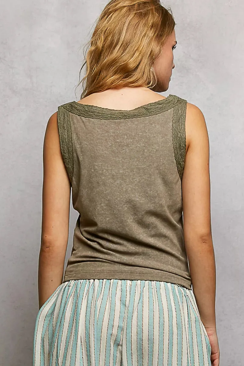 POL Washed Floral Stud Round Neck Slim Tank sold by Charming Charlie product image thumbnail 4