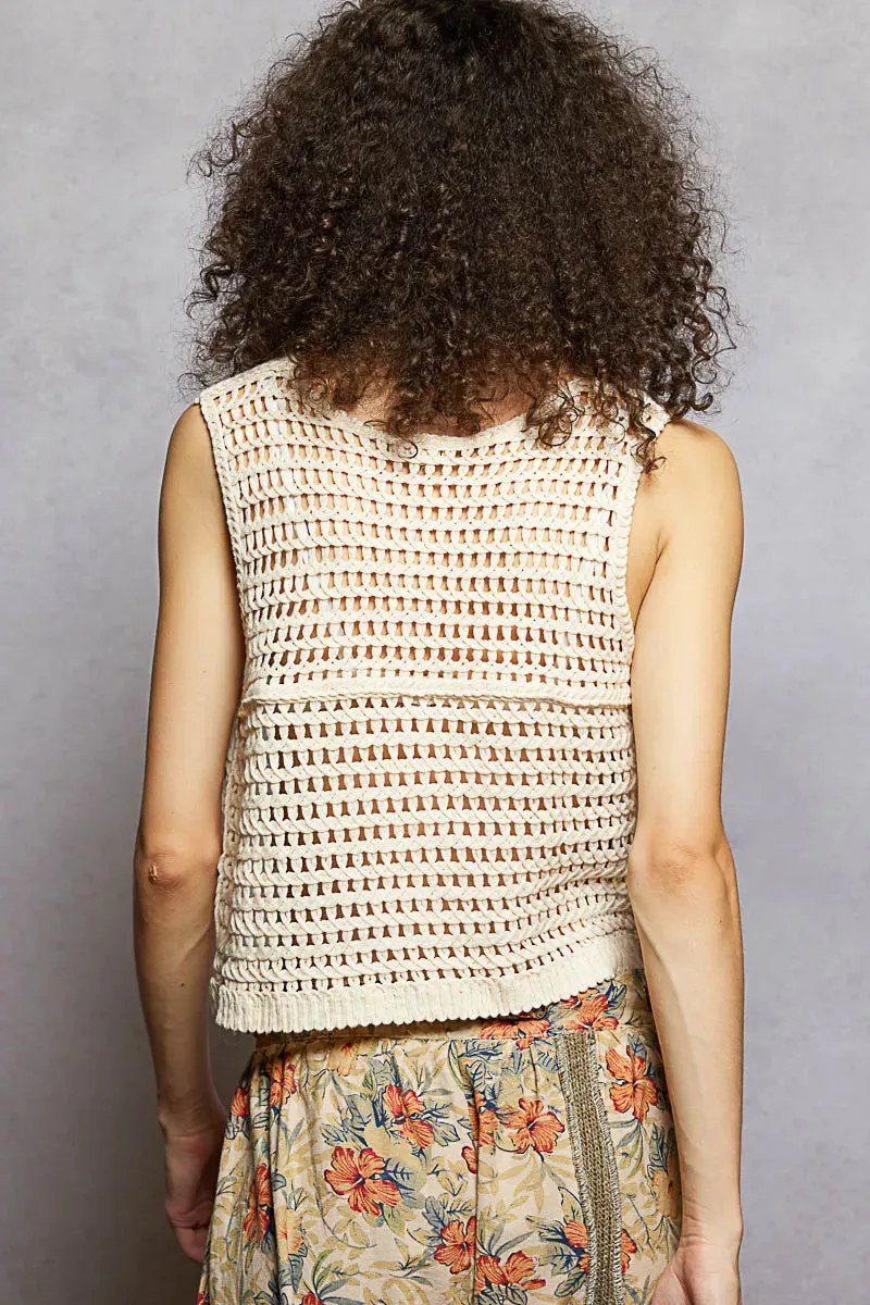 POL Floral Embroidered Cropped Crochet Vest sold by Charming Charlie product image thumbnail 4