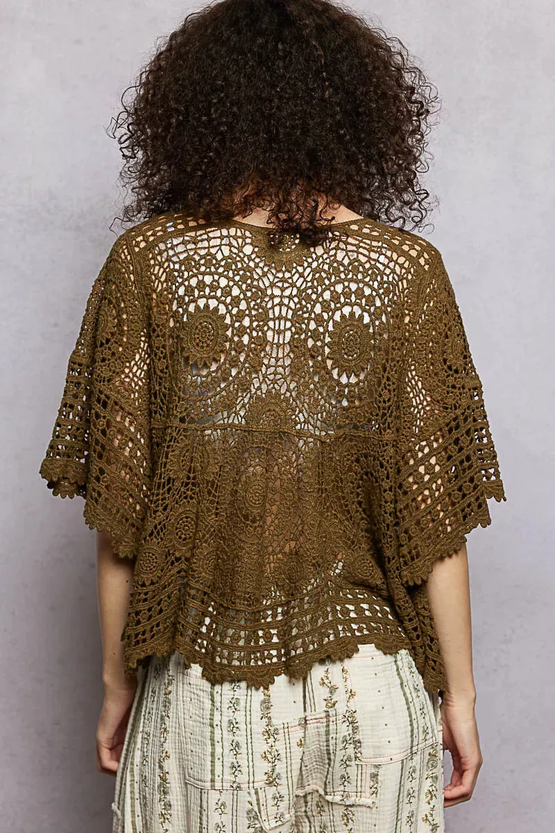 POL V-Neck Crochet Top with Scalloped Hem sold by Charming Charlie product image thumbnail 5