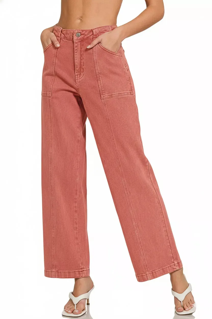Zenana Straight Leg Utility Pocket Jeans sold by Charming Charlie product image thumbnail 3