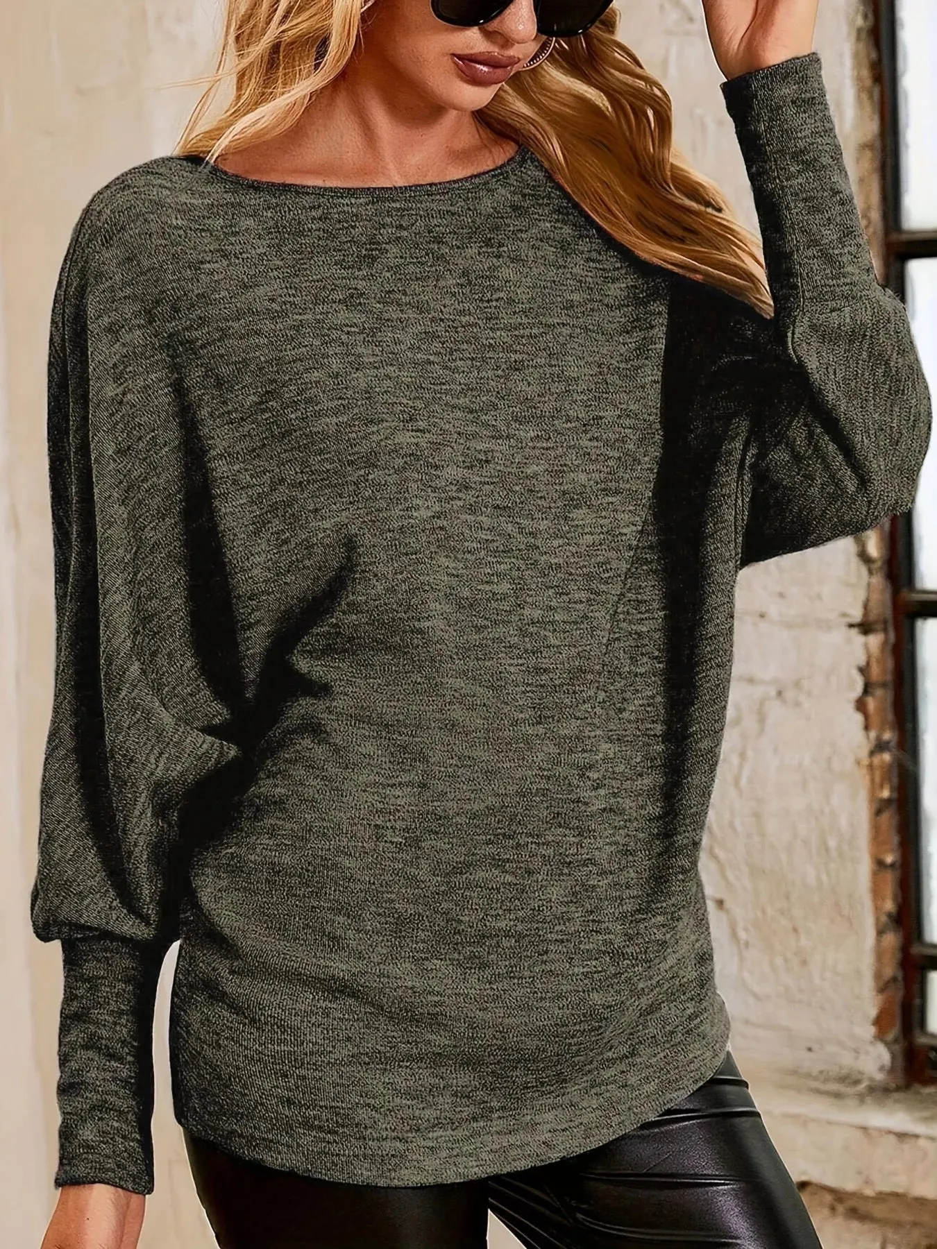 Round Neck Long Sleeve Relaxed Fit T-Shirt sold by Charming Charlie product image thumbnail 4