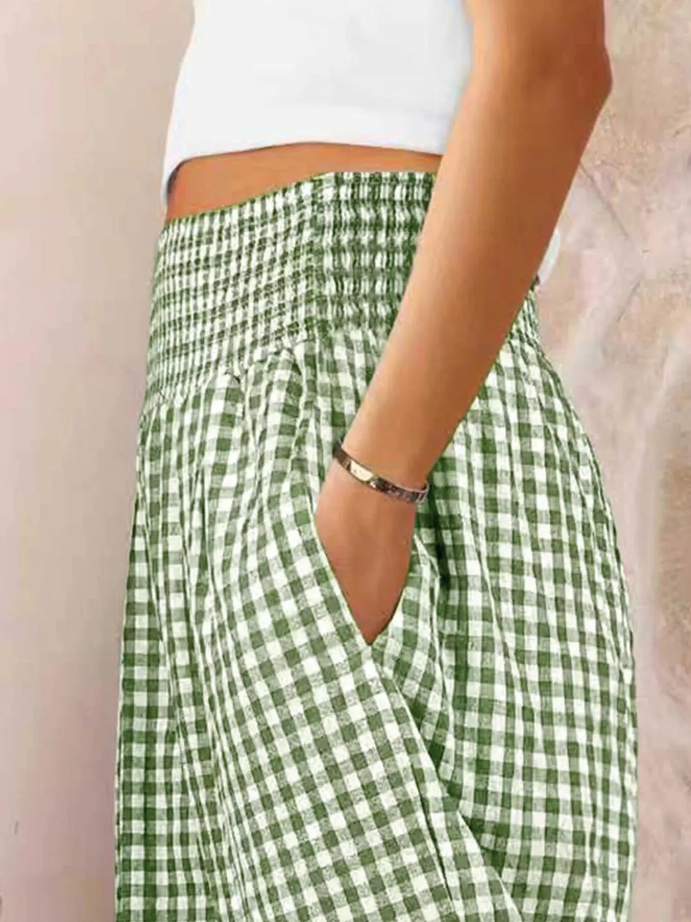Gingham High-Waisted Wide Leg Pants sold by Charming Charlie product image thumbnail 3