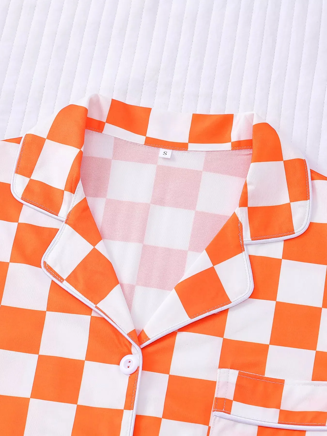 Checkered Print Button Up Top and Shorts Lounge Set sold by Charming Charlie product image thumbnail 5