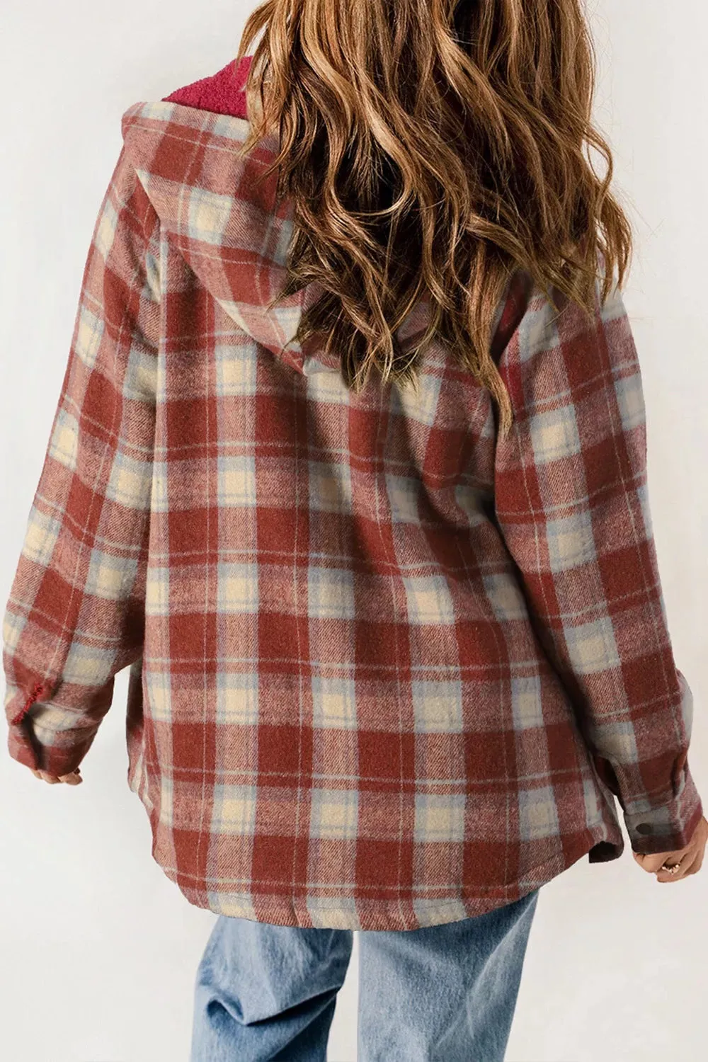 Fleece Lined Plaid Hooded Jacket sold by Charming Charlie product image thumbnail 2