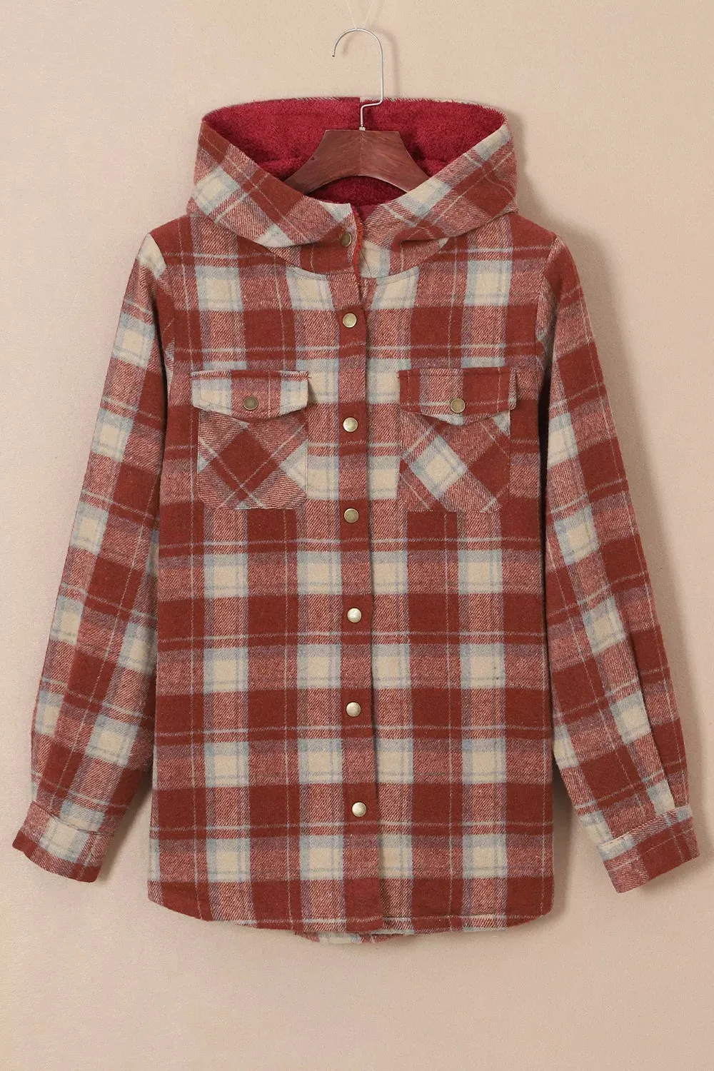 Fleece Lined Plaid Hooded Jacket sold by Charming Charlie product image thumbnail 4