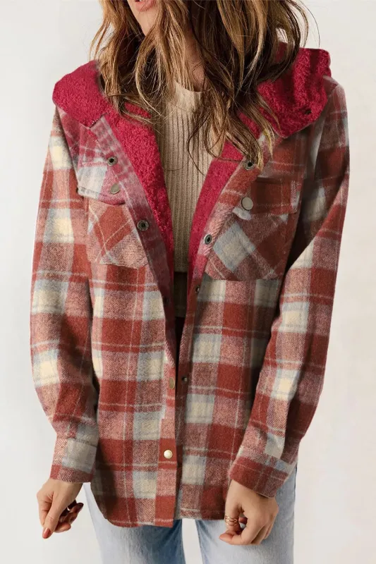 Fleece Lined Plaid Hooded Jacket sold by Charming Charlie