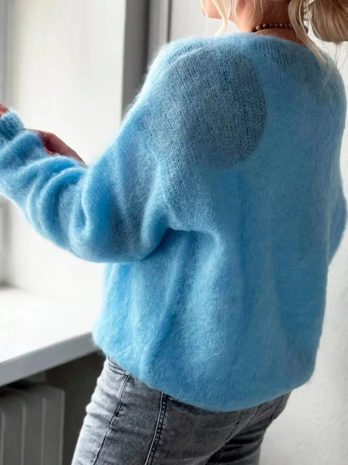 Fluffy Knit V-Neck Long Sleeve Sweater sold by Charming Charlie product image thumbnail 5