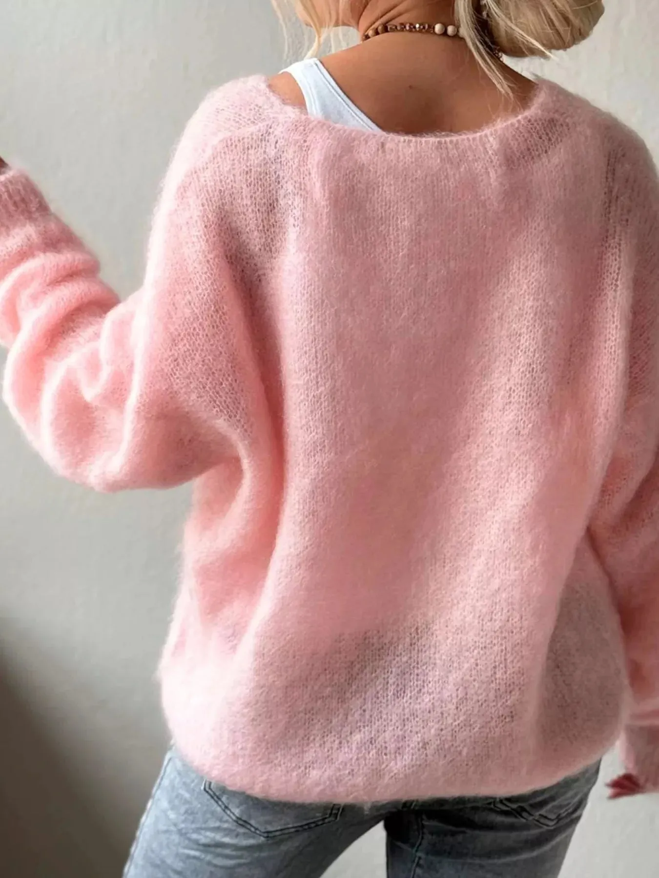 Fluffy Knit V-Neck Long Sleeve Sweater sold by Charming Charlie product image thumbnail 2