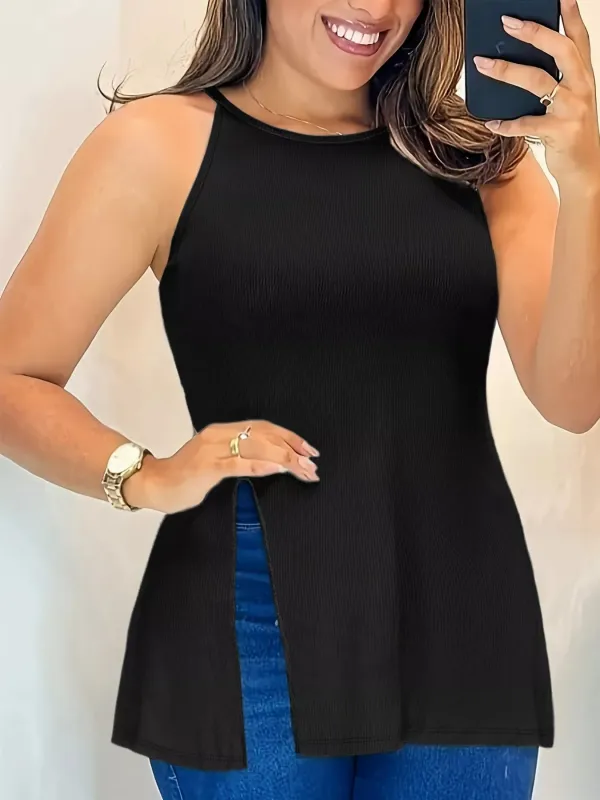 Plus Size Slit Round Neck Cami sold by Charming Charlie