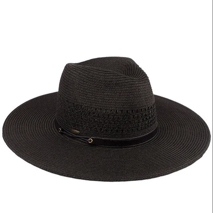 C.C Faux Leather String Paper Straw Panama Hat sold by Charming Charlie product image thumbnail 2