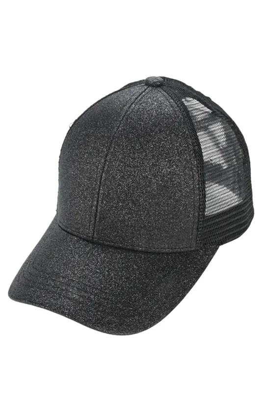 C.C Glitter Mesh Back Criss-Cross Ponytail Cap made by Charming Charlie