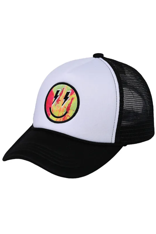 C.C Lightning Bolt Eyes Smiley Face Trucker Cap made by Charming Charlie