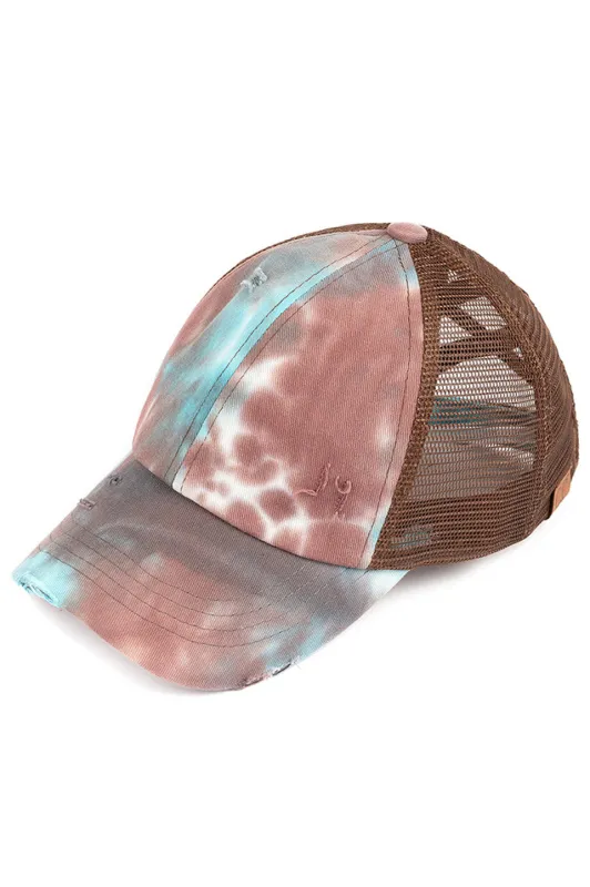 C.C TIE DYE CRISS-CROSS MESH PONYCAP made by Charming Charlie