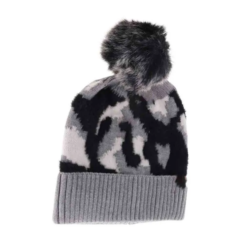 Abstract Camo Print Pom C.C Beanie made by Charming Charlie